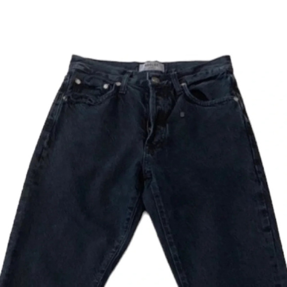 Agolde Jamie Black Wash Distressed High Rise Organic Cotton Jeans Size 24 - Picture 5 of 10